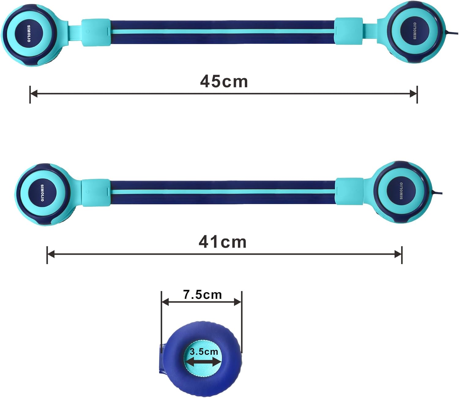SIMOLIO Kids Headphones with Sharing Port Microphone Volume Limit for Children/Boys/Girls/Youth Wired Headphones with 3.5mm Stereo Plug for iPhone/iPad/Kindle/Tablet/Nintendo Switch School/Travel