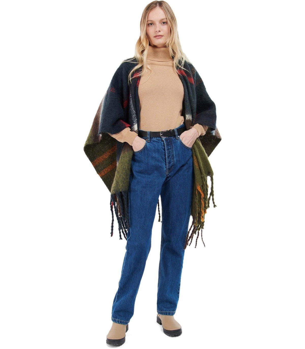 Barbour Barbour Isla Boucle Tartan Green Blue Cape - Image 3