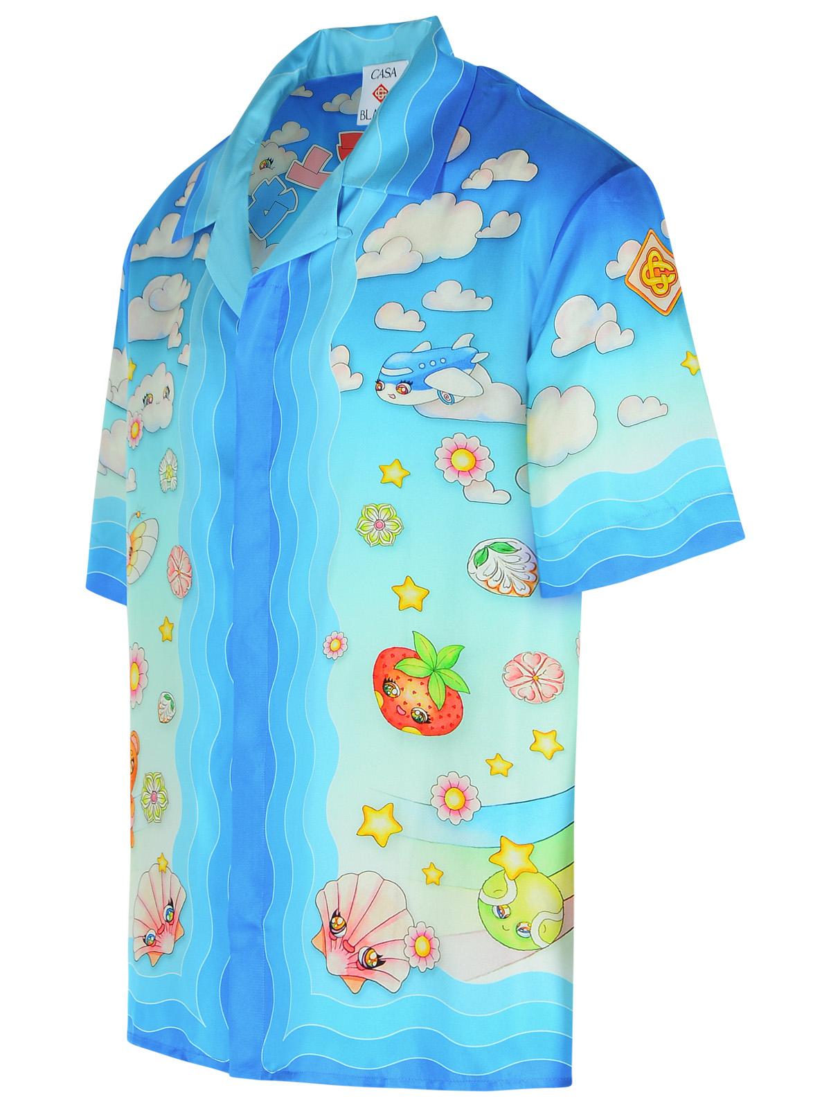 Casablanca カサブランカ「カワイイ」ライトブルーシルクシャツ - Image 3