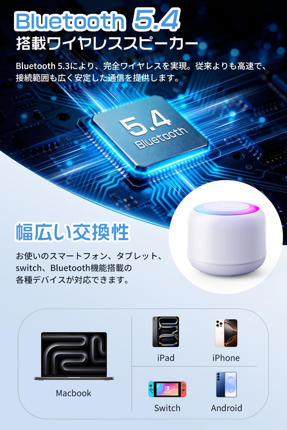 Glowing RGB Light & 2026 Industry's First Low Battery Alert: Bluetooth Speaker, Waterproof, Wireless Speaker, Small, 360° Surround, Bath, HIFI Sound Quality, Call Mic, Hands-Free, IPX6, 12 Hours