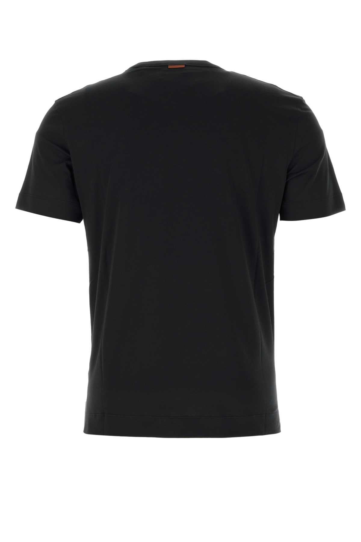 Zegna ゼンナブラックコットンTシャツ - Image 3