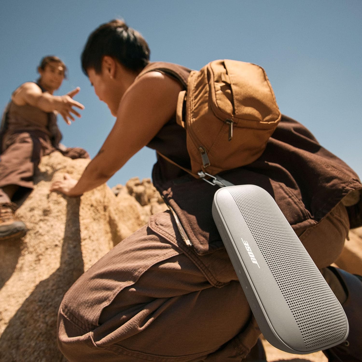 Bose SoundLink Flex Portable Speaker (2nd Gen) Wireless Bluetooth Mini Portable Speaker with Hi-Fi Audio, Up to 12 Hours of Playtime, Waterproof and Dustproof, Sandstone