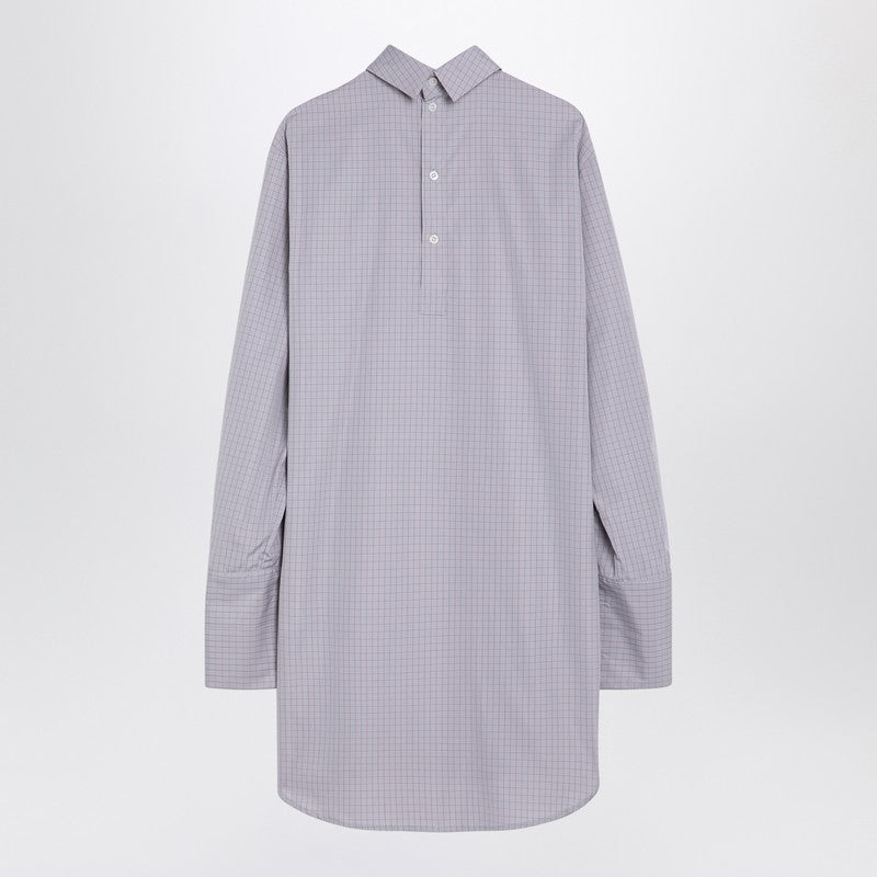 Monot Dries Van Noten Light Blue Checked Popeline Turtleneckシャツ - Image 3