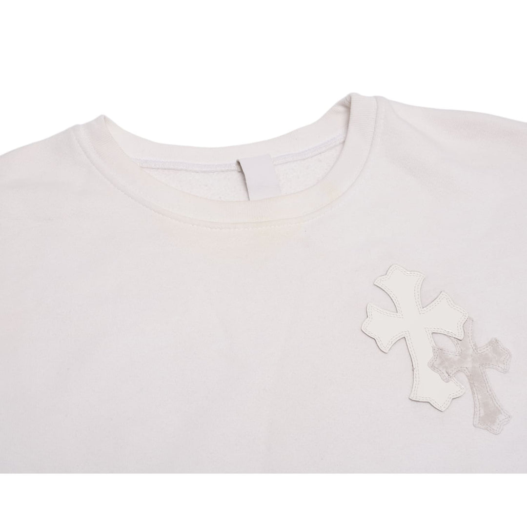 CHROME HEARTS 'TRIPLE WHITE' CROSS PATCH CREWNECK