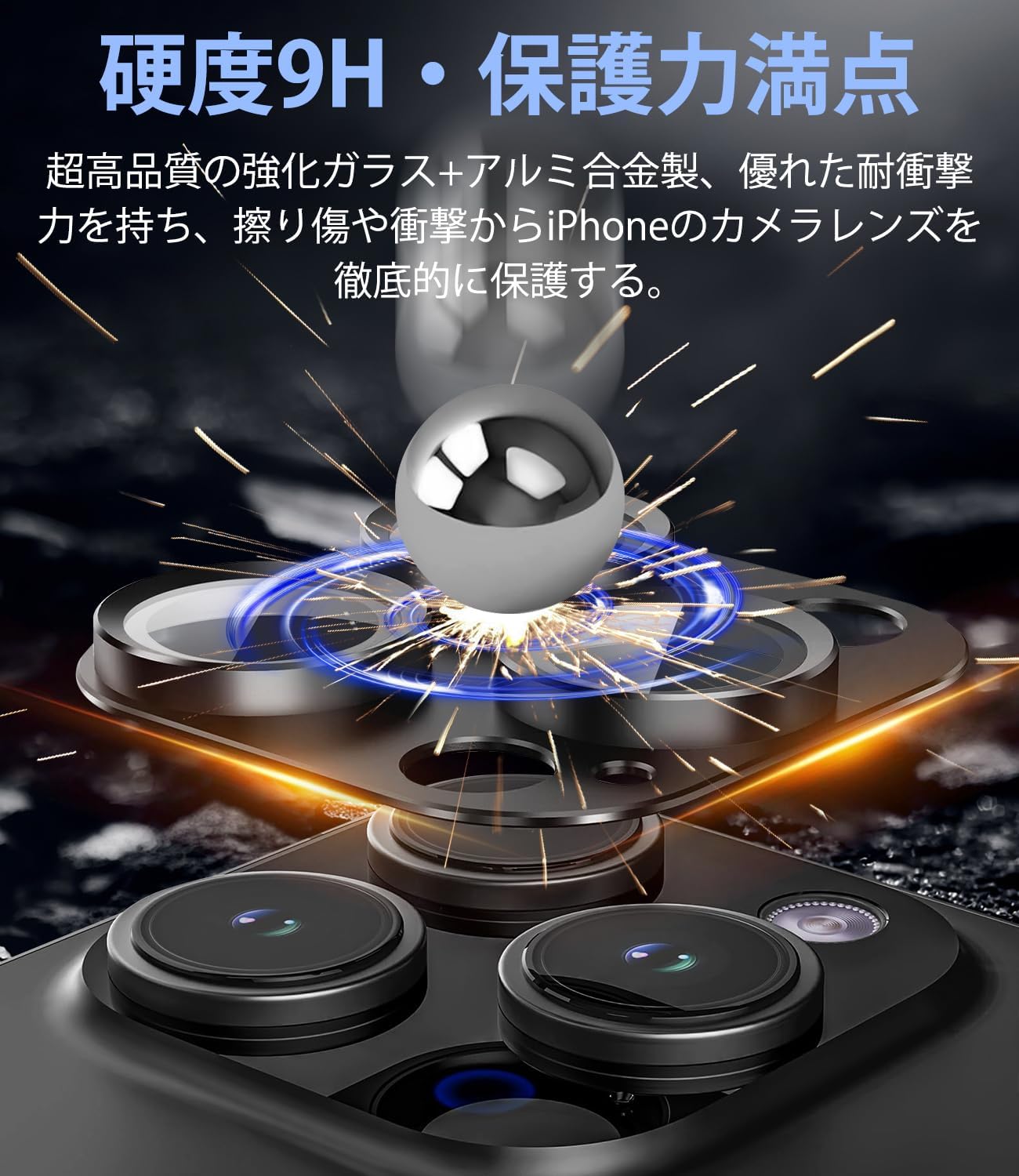 OAproda Camera Film for iPhone 16Pro / 16Pro Max/15Pro/14Pro, Camera Cover, Lens Protection, [Aluminum Alloy Integrity] Tempered Glass, 9H, Shock Resistant, Black Edge, Over-Exposure Protection, For