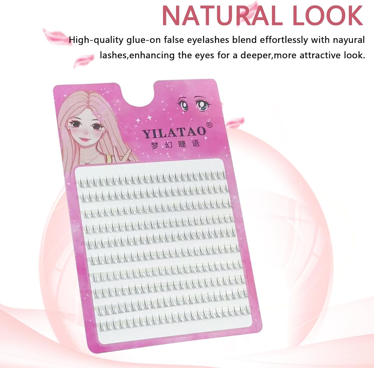 10 Rows Large Capacity False Eyelashes, Lower Eyelashes, Small Flame Design, Natural & Pop Eyelash Accessories