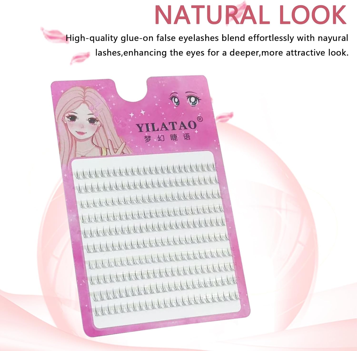 10 Rows Large Capacity False Eyelashes, Lower Eyelashes, Small Flame Design, Natural & Pop Eyelash Accessories