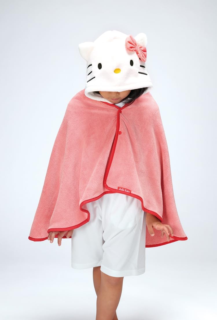 Skater BPO1-A Sanrio Water Absorption Quick-Drying Hooded Bath Poncho Hello Kitty Length 42.5 x Width 36.2 inches (108 x 92 cm)
