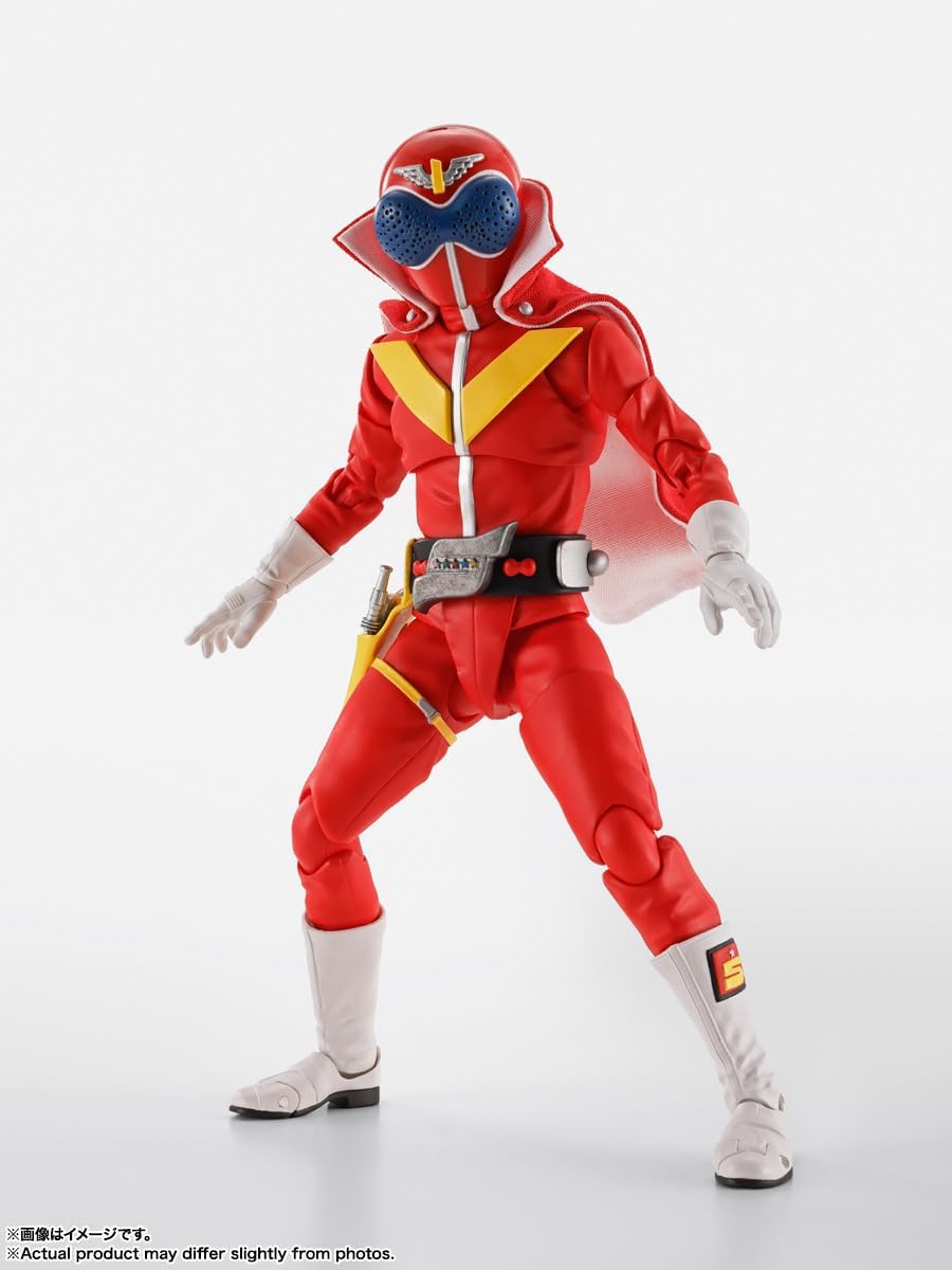 TAMASHII NATIONS S.H. Figuarts (True Bone Carving Process), Secret Sentai Goranger, Akaranger, Super Sentai 50th Anniversary Version, Approx. 5.7 inches (145 mm), PVC & ABS & Fabric, Painted Action