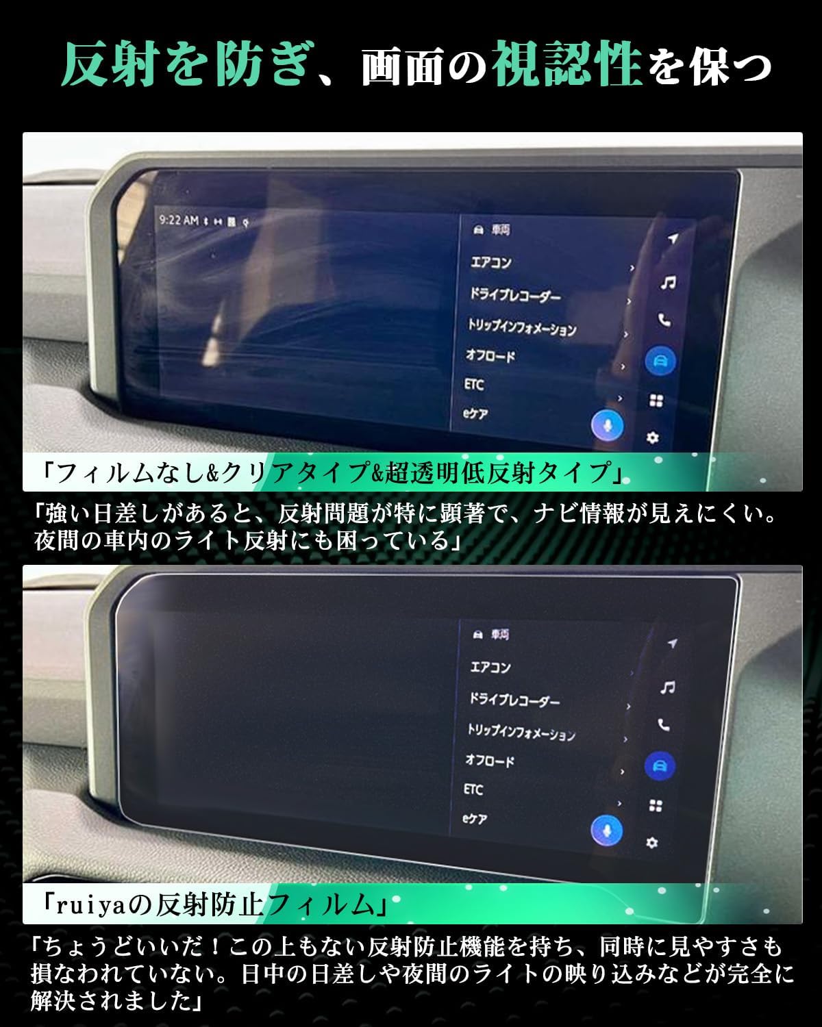ruiya (2022.10 Improved Only) Anti-Reflective Film, New Model Toyota Harrier 80 Series Car Navigation System, 12.3 Inches, Glass Film, 80 Harrier, Display Audio, 12.3 Inches, Car Navigation Protection