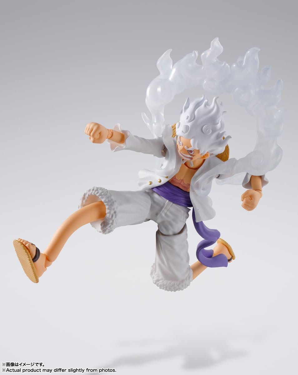 S.H. Figuarts One Piece Monkey D. Luffy Gear 5 - Approx. 6.1 inches (155 mm), PVC & ABS Pre-painted Action Figure