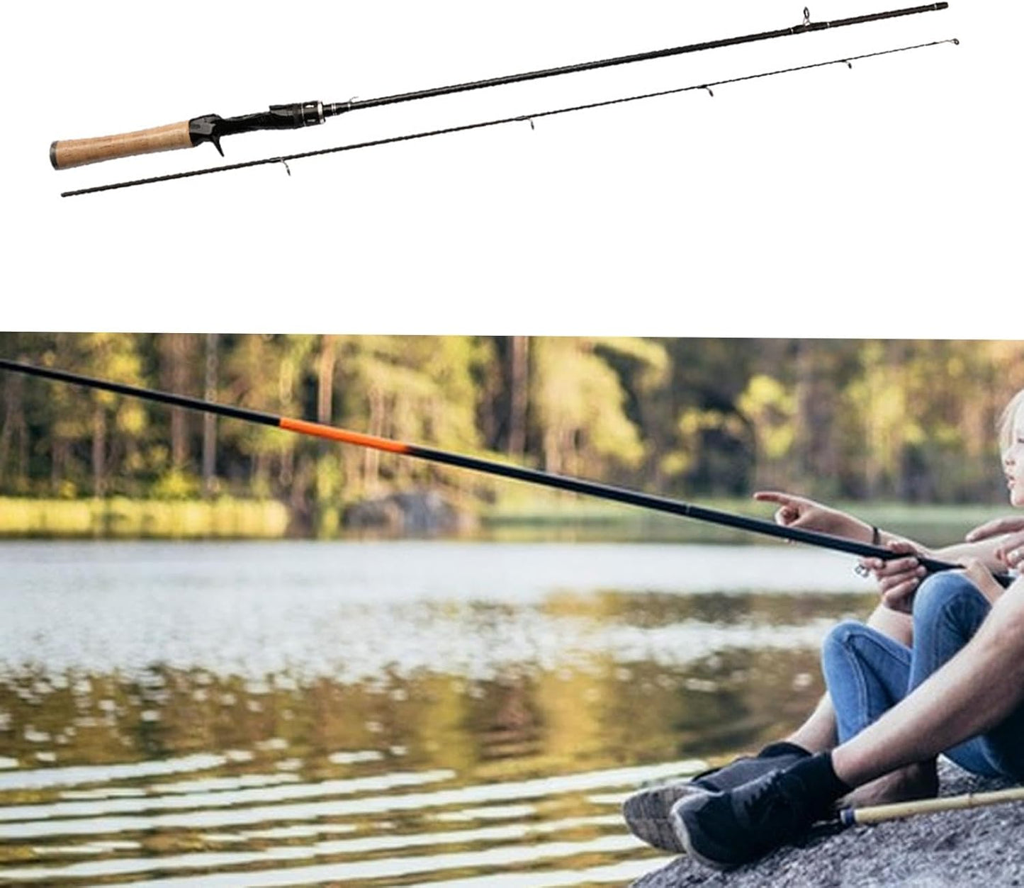 Milageto Fishing Rod Portable Travel Equipment Smooth Guide Bait Rod Casting Rod Comfortable Grip Ultra Light