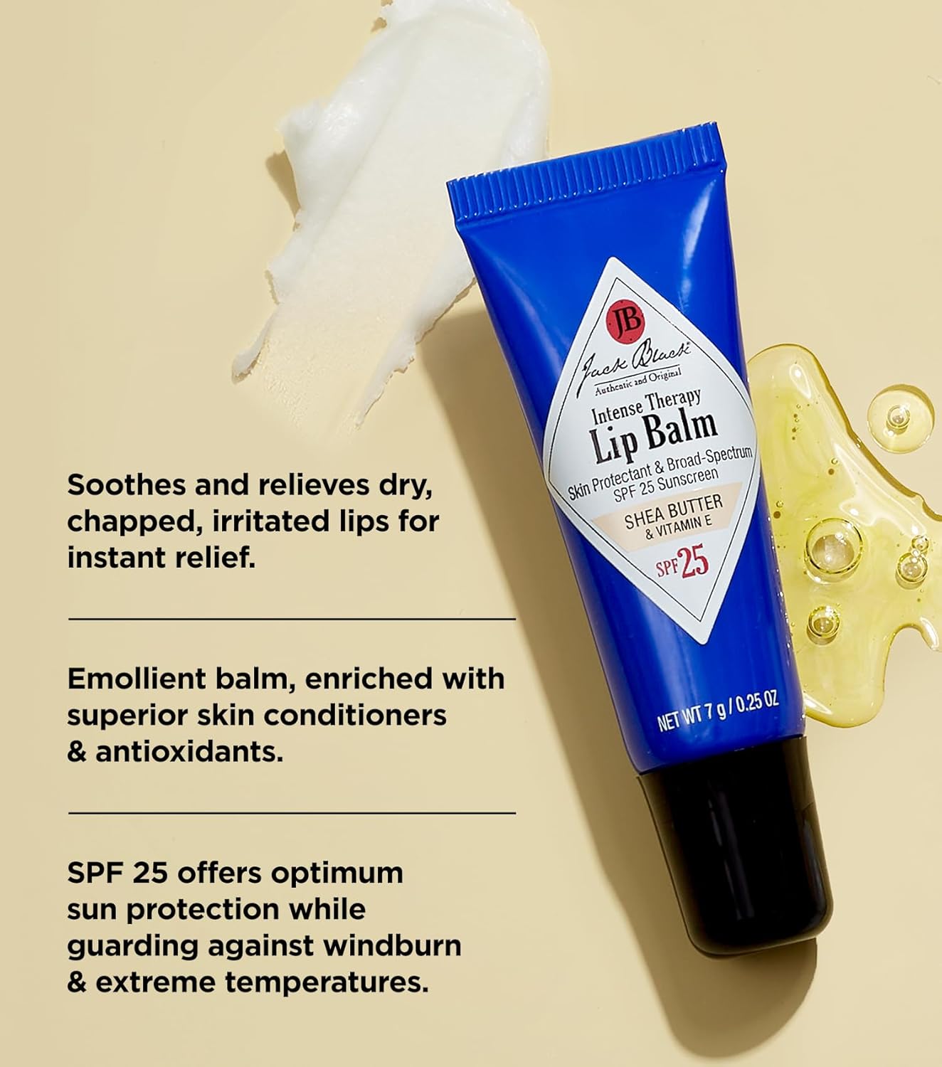 Jack Black Intense Therapy Lip Balm – SPF 25 Sun Protection, Lip Moisturizer