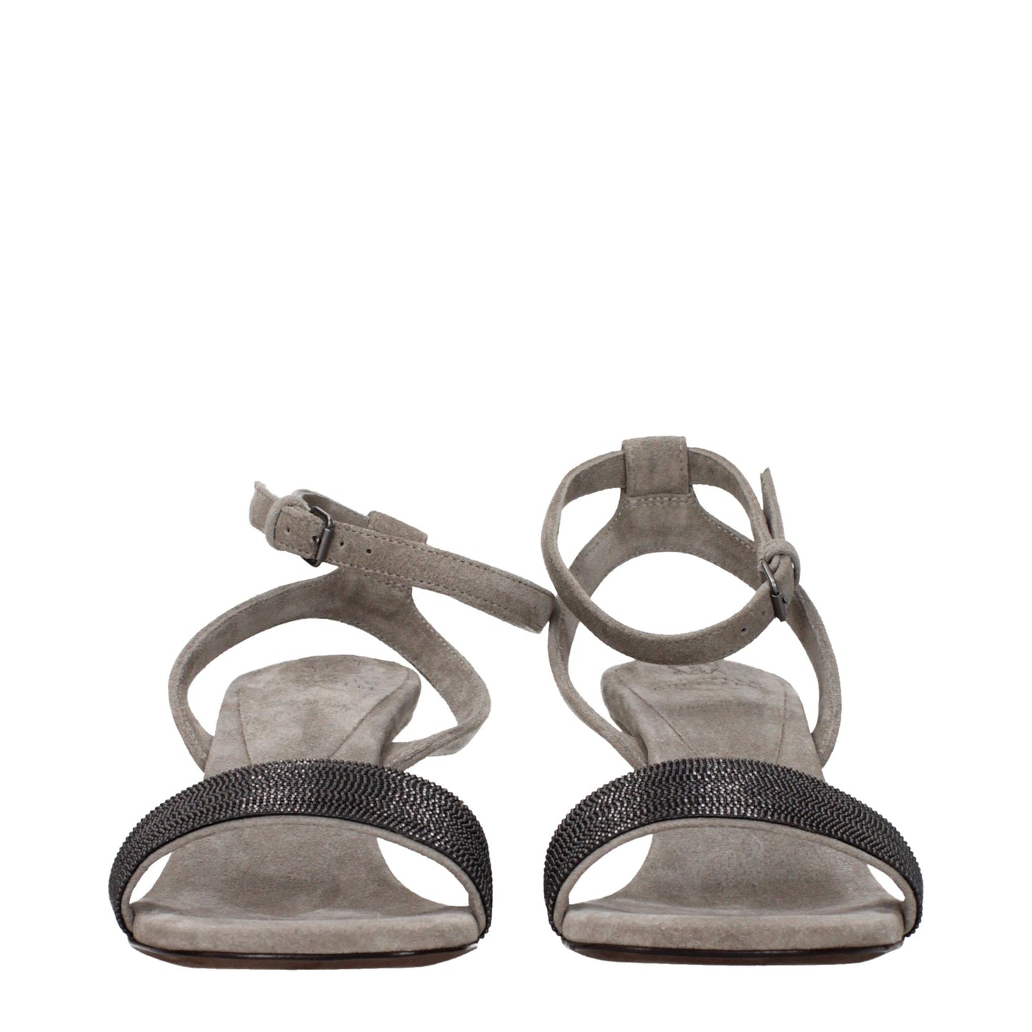Brunello Cucinelli Sandals Women Suede Grey - Image 3