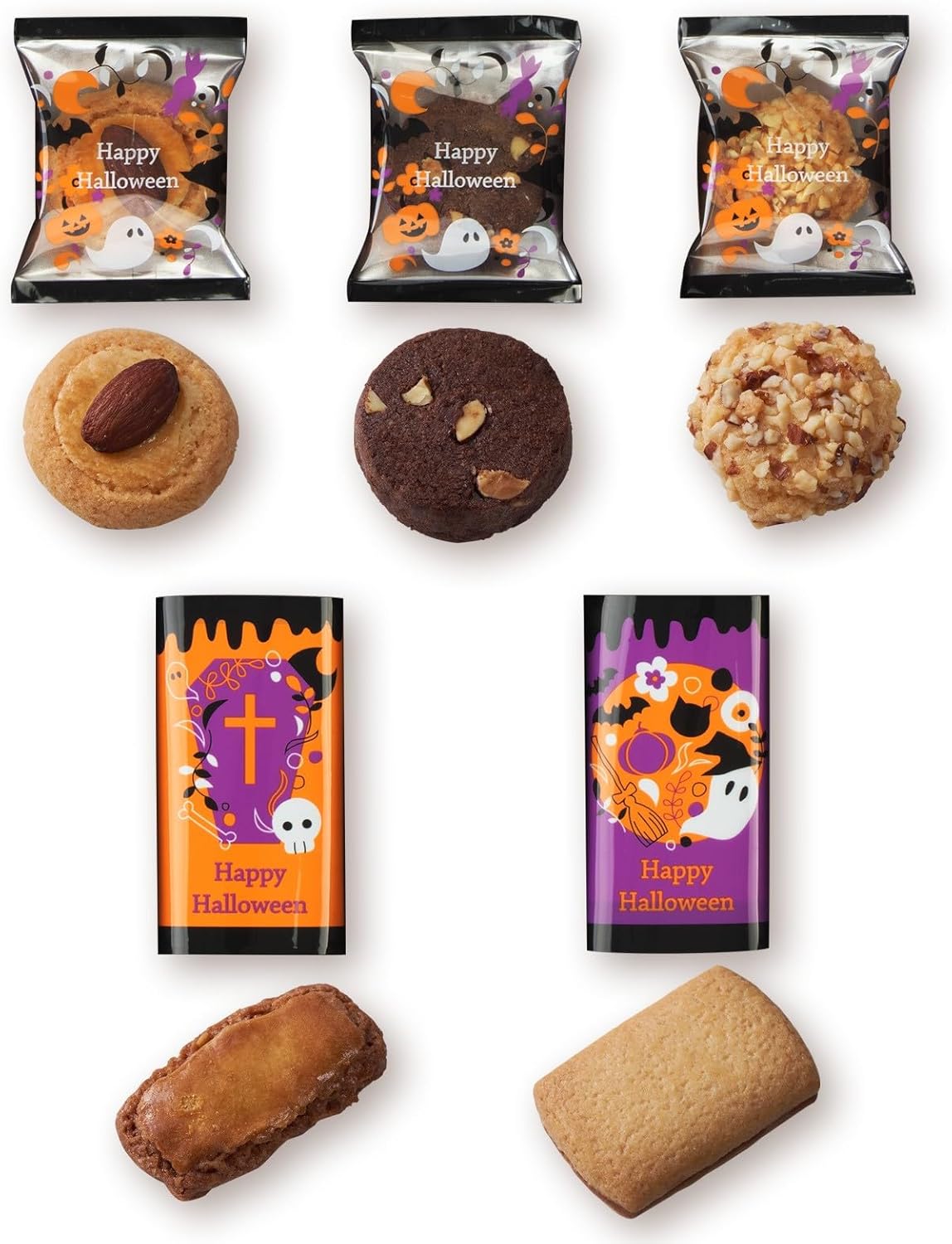 RuySDAEL (HR04) Petite Gift, Sweets, Present, Individually Wrapped, Halloween, Halloween Longee (HR04) x 5, Includes Carrying Bag, 5 Types of Cookies, Total 5 Pieces