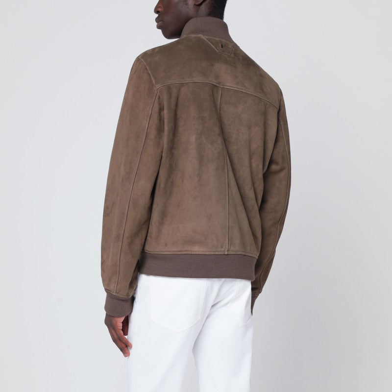 Salvatore サルバトーレサントロブラウンスエードレザージップボンバー - Image 3