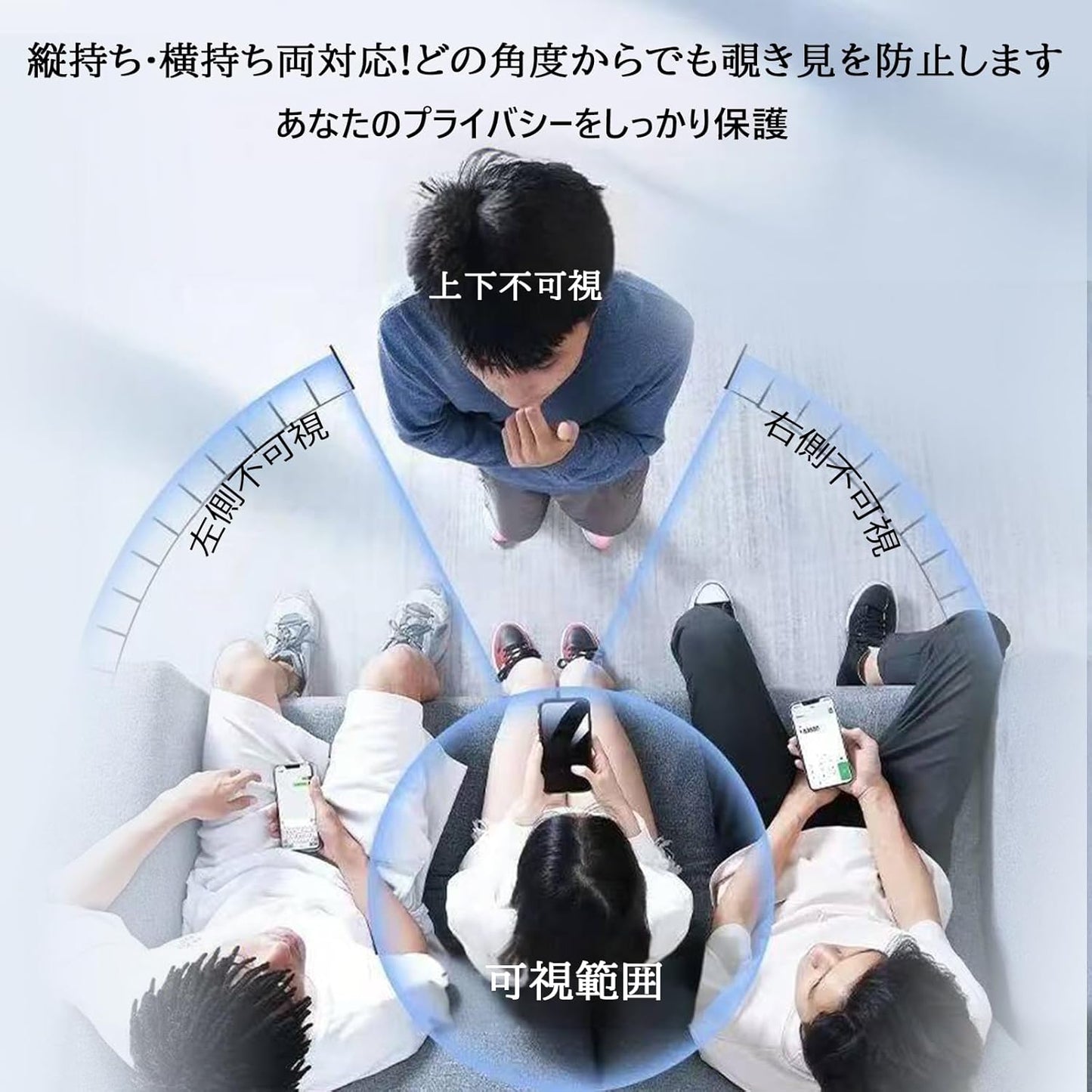 XungHo 360 Degree Peeping Prevention, Glass Film for iPhone 16, Film 360, Omnidirectional Peeping Prevention, Full Protection, Up/Down, Left, Invisible, Tempered Glass Filter, Screen Protection Sheet