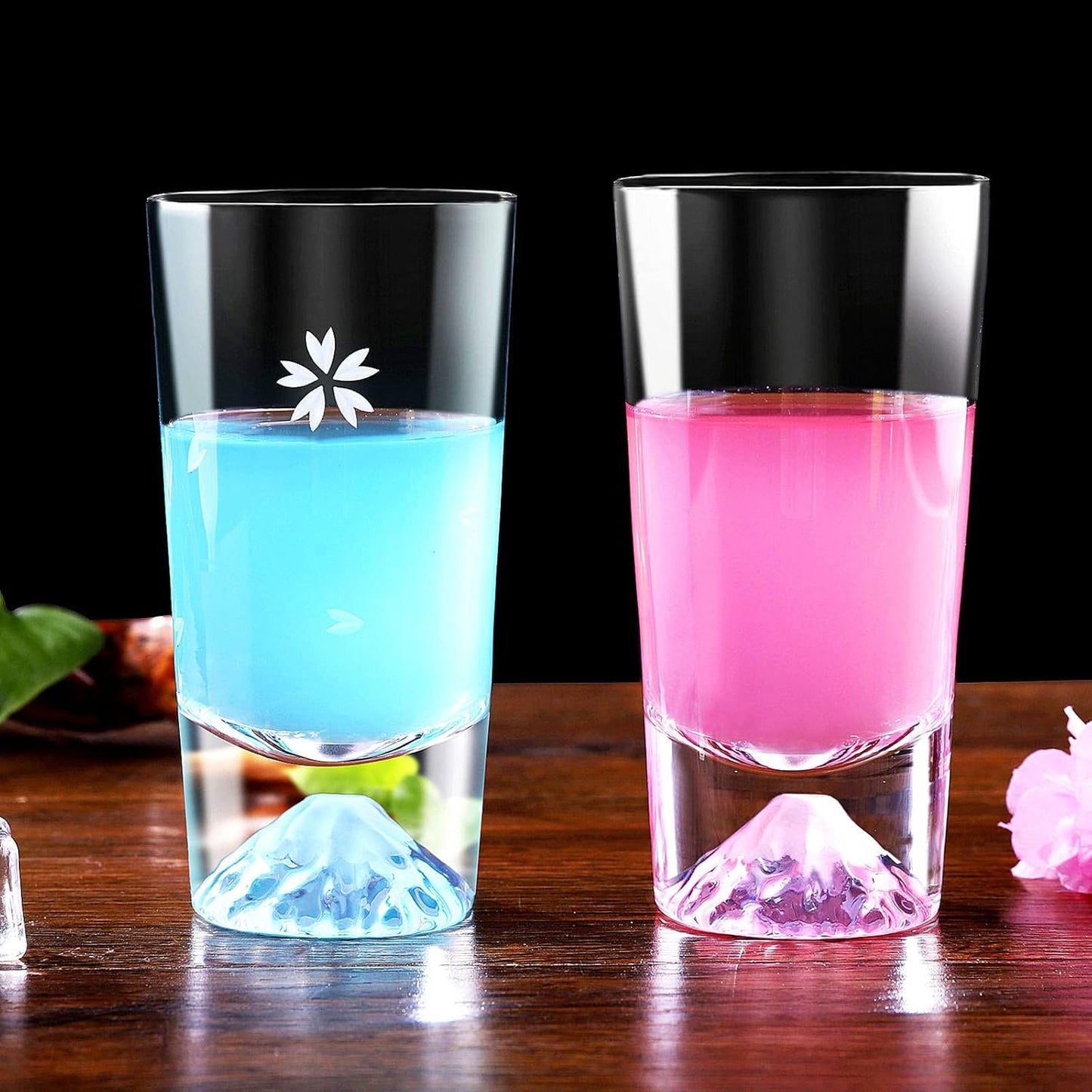 Mount Fuji Glass Tumbler, Sakura Cut Glass, 240cc, Easy to Hold, High-Quality, Handcrafted by Artisans, Comes in a Paulownia Box, Rock Glass, Beer, Highball Glass, Elegant, Celebration, Wedding Gift