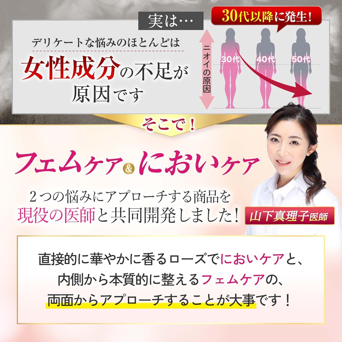 【Physician-Supervised】Delicate Zone Supplement 【Selected Etiquette Ingredients such as Bulgarian Rose Fragrance x Champignon】【24 Types of Lactic Acid Bacteria x 36 Billion Units Necessary for Femcare