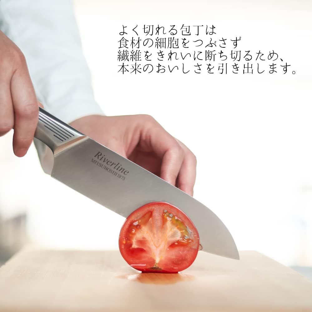 Triad Knife with 165mm Blade 【Riverline Established in Meiji 6, Veteran Cutlery Manufacturer】"All Stainless Steel, Streamlined Handle, Dishwasher Safe" Meat, Fish, Vegetables, Japanese Made