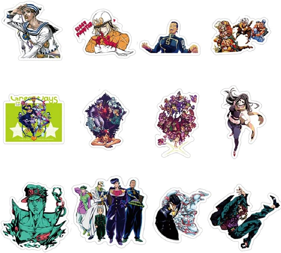 JoJo's Bizarre Adventure 50 Pcs Waterproof Stickers Cute Goods Waterproof Stickers PVC Cartoon Cute Guitar Notebook Skateboard Laptop Car