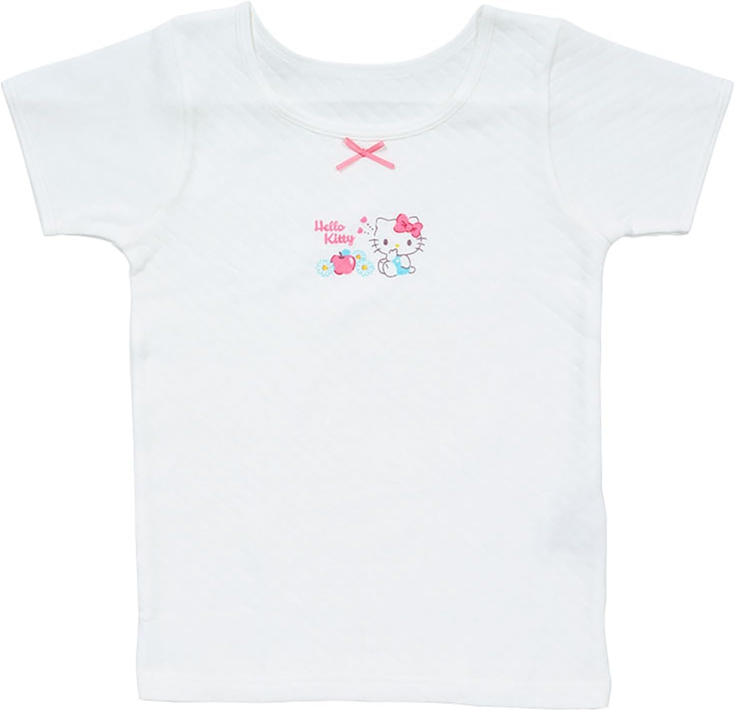 Sanrio 225991 Kids' Quilt Short Sleeve Underwear, Set of 2, Hello Kitty 51.2 inches (130 cm), Cotton, Name, 2 Patterns for Kids