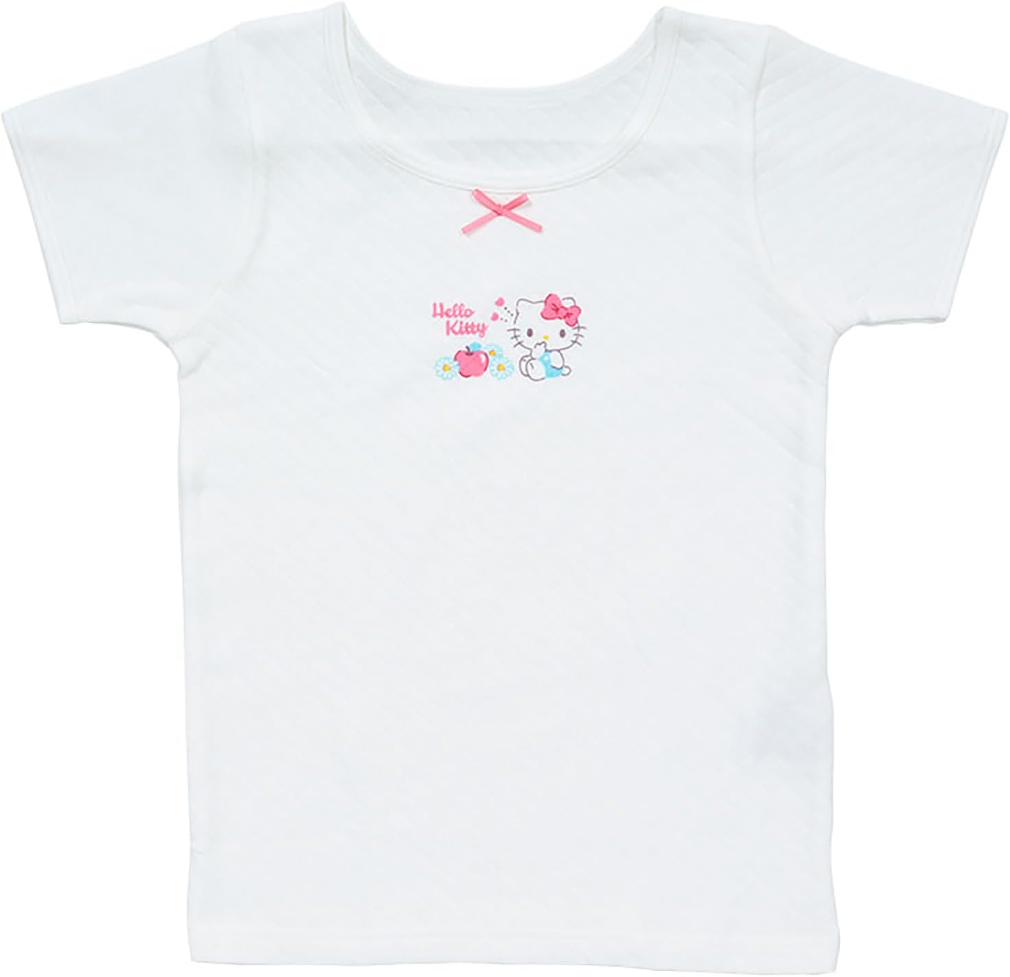 Sanrio 225991 Kids' Quilt Short Sleeve Underwear, Set of 2, Hello Kitty 51.2 inches (130 cm), Cotton, Name, 2 Patterns for Kids