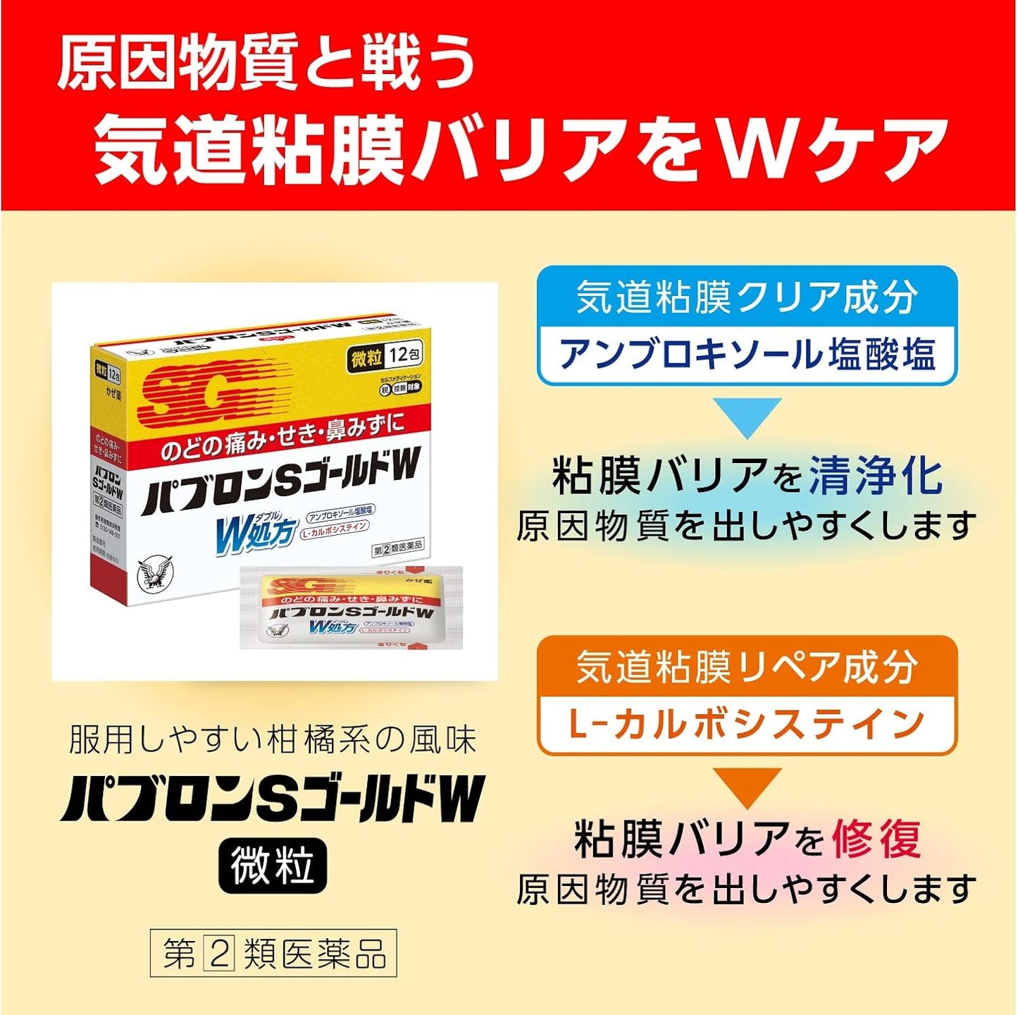 【指定第2類医薬品】パブロンSゴールドW微粒 24包