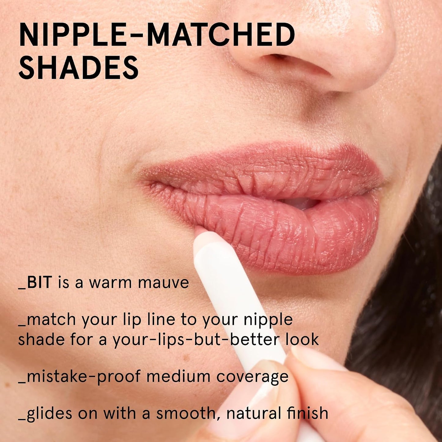 Glossier Lip Line, Bit - Mauve Lip Liner Pencil, Long Lasting Water-Resistant Smudge-Resistant Transfer-Resistant Medium Coverage Definer with Jojoba Oil, Natural Shape and Tones for Sensitive Skin