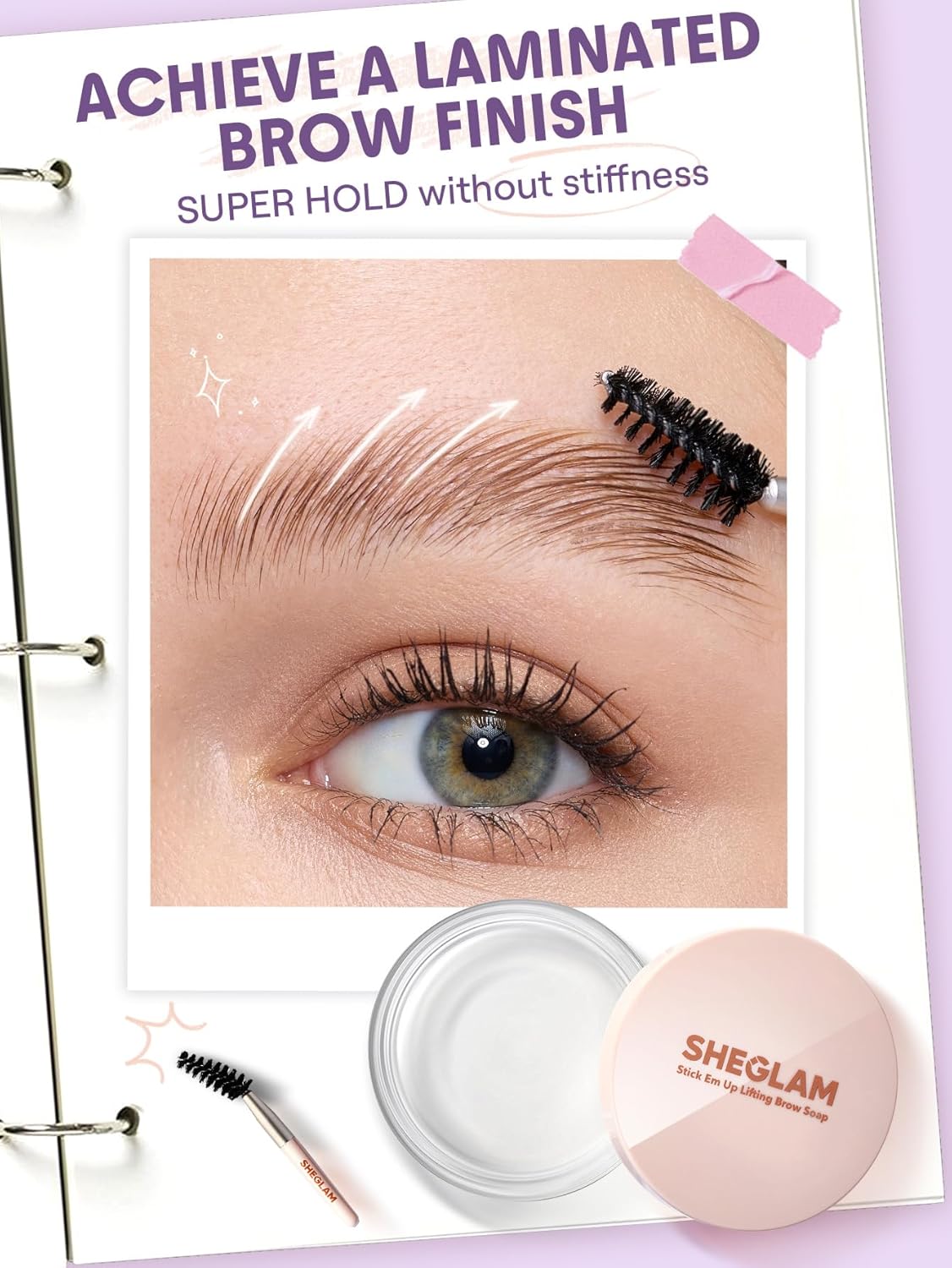 SHEGLAM Stick Em Up Lifting Brow Soap Eyebrow Gel with Spooly Clear