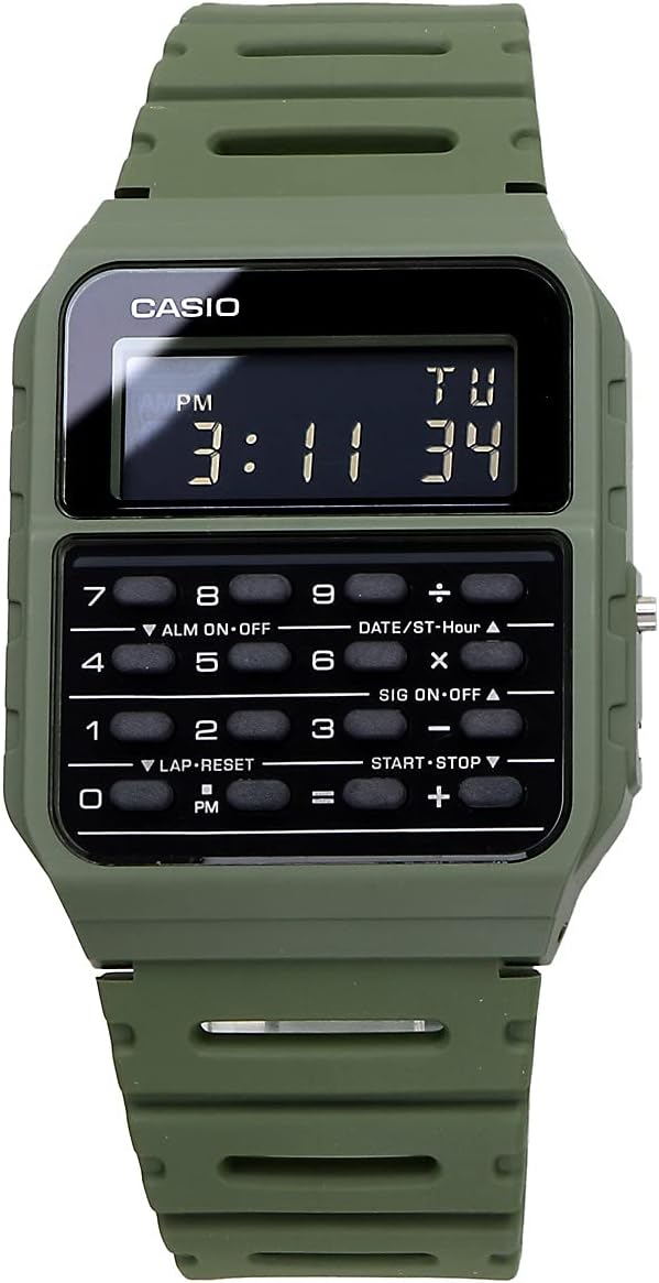 Casio CA-53WF-3B Calculator Watch with Calculator Function, Green, Genuine Box Included, Overseas Model, green