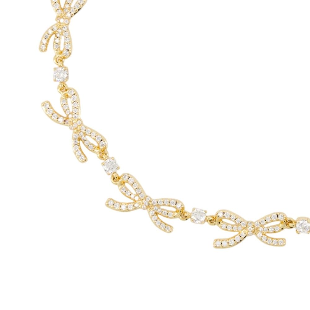 Self クリスタルボウズネックレスセルフポートレートメタルゴールド - Image 3