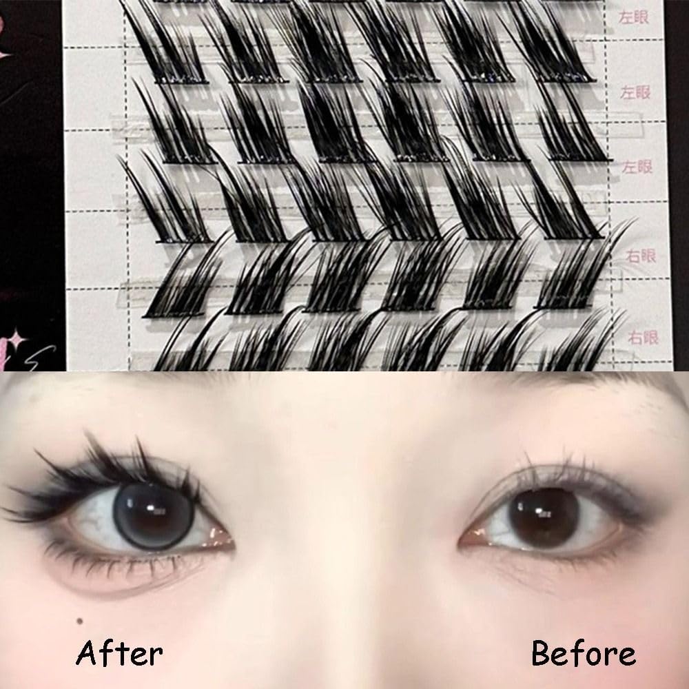 single cluster foxeye effect handmade natural false eyelashes makeup eyelashes personal segmented eyelashes eyelash extension