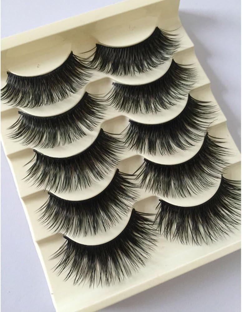 5 Pairs Natural Long False Eyelashes Handmade Thick False Eyelashes Black Makeup Tools