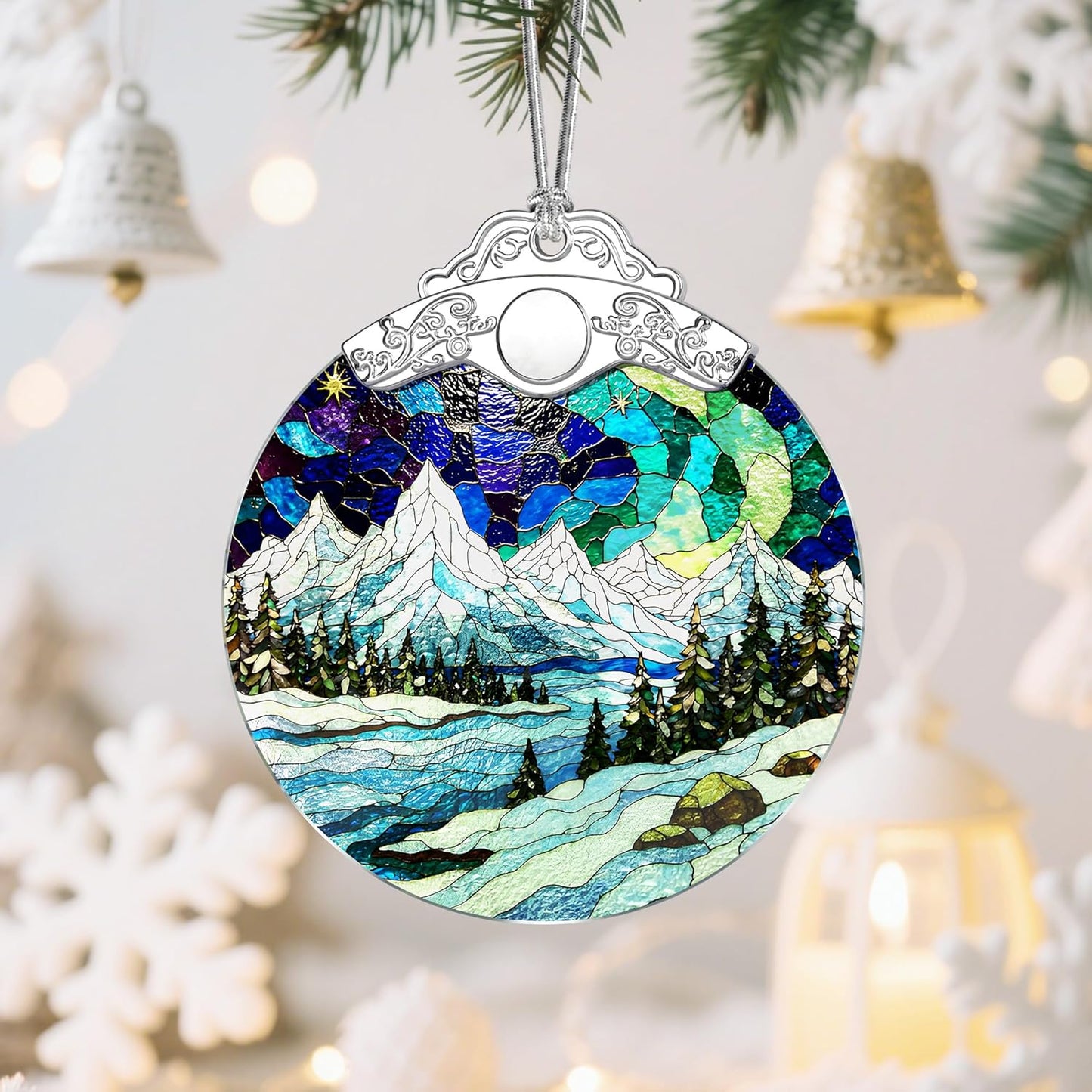 Adornos de Navidad de paisaje de montaña: adornos para árbol de Navidad, decoración navideña para alpinista, relleno de calcetines, ideas de regalo, regalos de Navidad y regalos para amantes de la