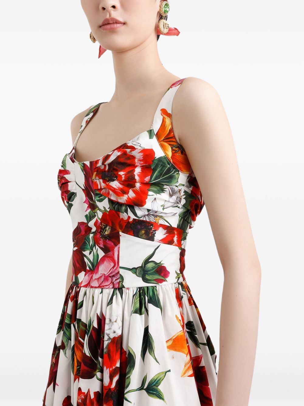Dolce  Gabbana ドルチェ＆ガッバーナアネモニプリントコットンミディドレス - Image 3