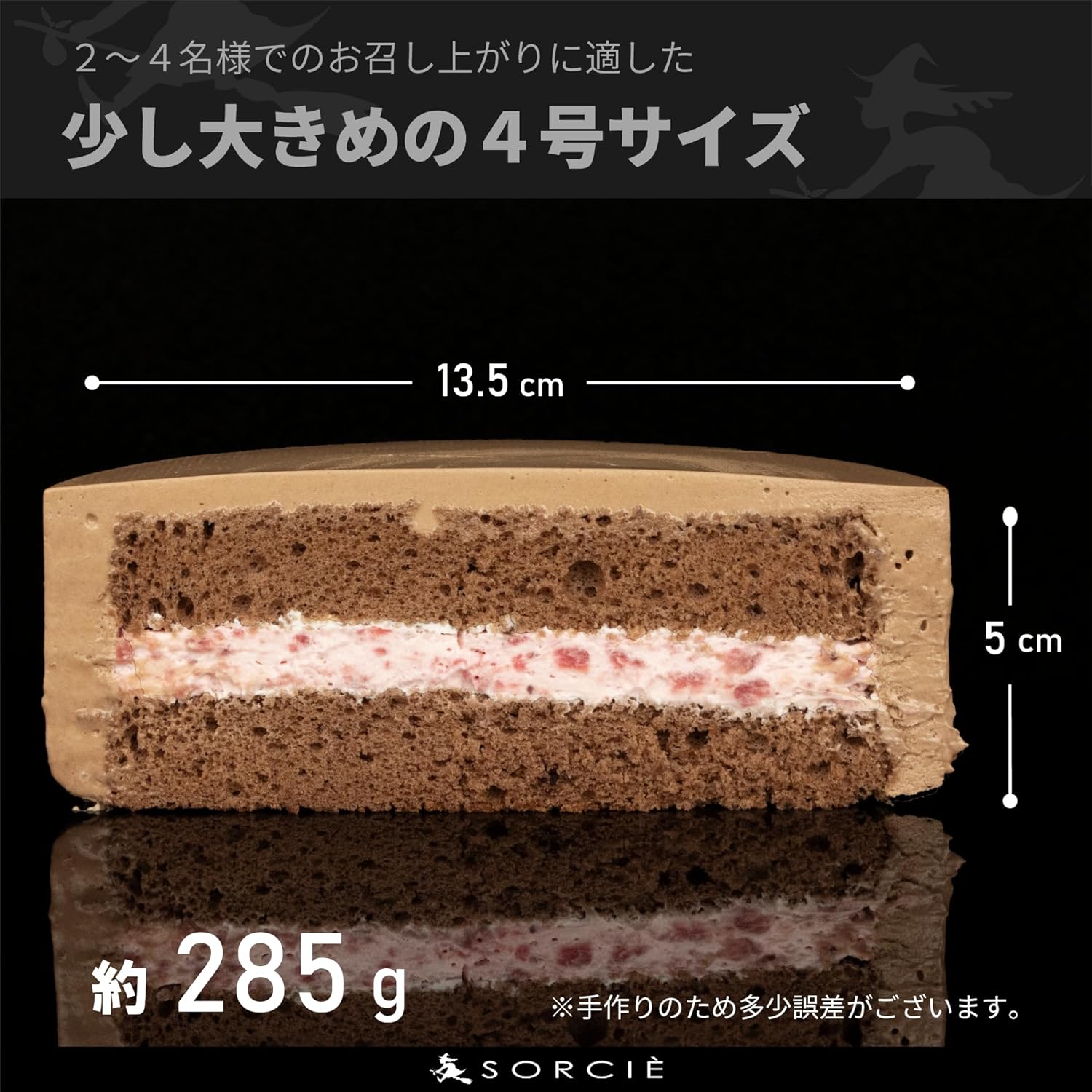 Magical Pastry Shop Solssier Birthday Cake, Chocolate No. 4, Diameter 5.3 inches (13.5 cm), Service for 2 to 4 People, 10.1 oz (285 g), Birthday Decoration, Sweets, Gift, Strawberry, Handmade