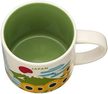 Starbucks Stava You Are Here Collection Mug Japan Summer 14.1 fl oz (414 ml) Japanese Style Mt. Fuji, Sea, Damash, Sunflower, Castle, Wind Chime, Watermelon, Summer Vacation, Japan Limited Edition White Green Ceramic Cup