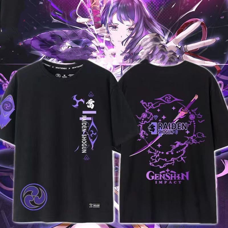 [GENTERUN]原神Tシャツ 雷将軍 プリティーダービー かわいい オグリキャップ 半袖 夏服 柔らかい ユニセックス 綿シャツャラクター 萌えグッズ メンズ レディース 男女兼用 ゆったり 大きい カジュアル アニメ キT