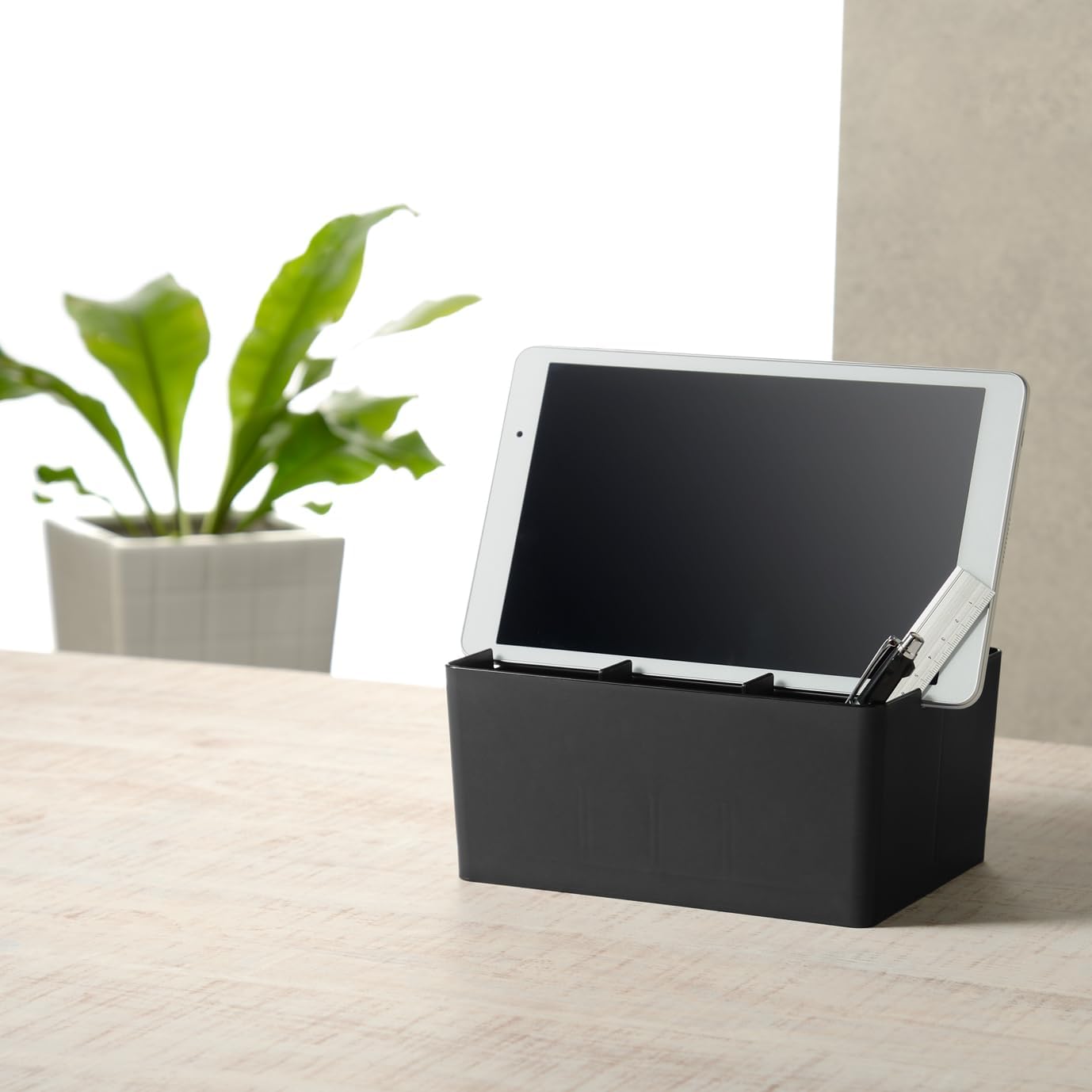 JEJ Astage Storage Box, Desk Tote, Mini Desk Organizer, Black, Stackable, Made in Japan, Width 8.5 x Depth 6.4 x Height 5.7 inches (21.5 x 16.3 x 14.5 cm)