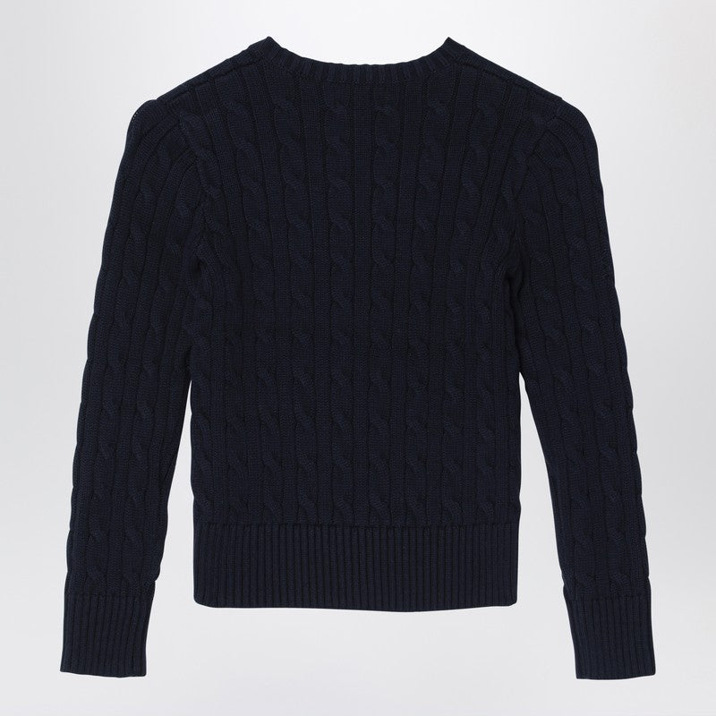 Polo ポロラルフローレンネイビーブルーコットンケーブルニットセーター - Image 3