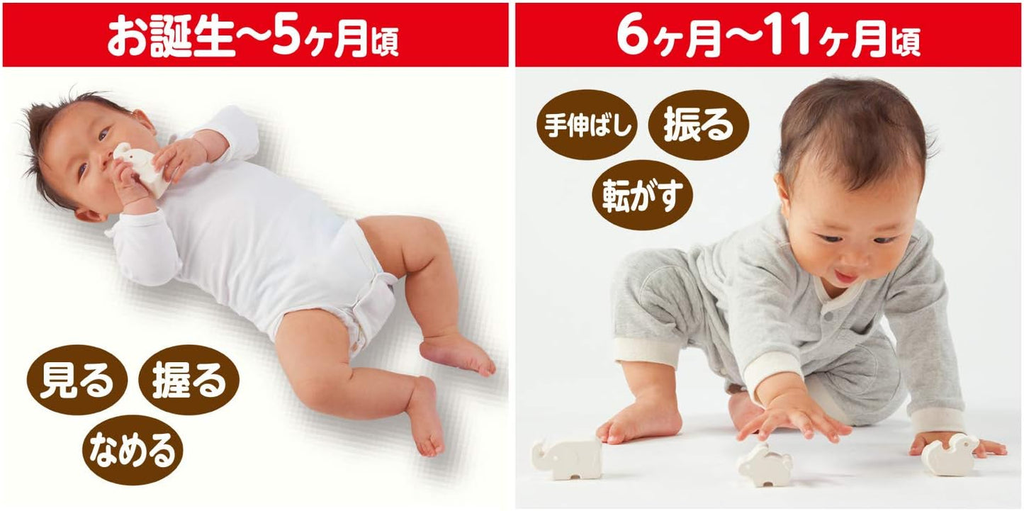 People KM-029 Mochi Animal Block Set, Assorted Colors, Completely Japanese-Made