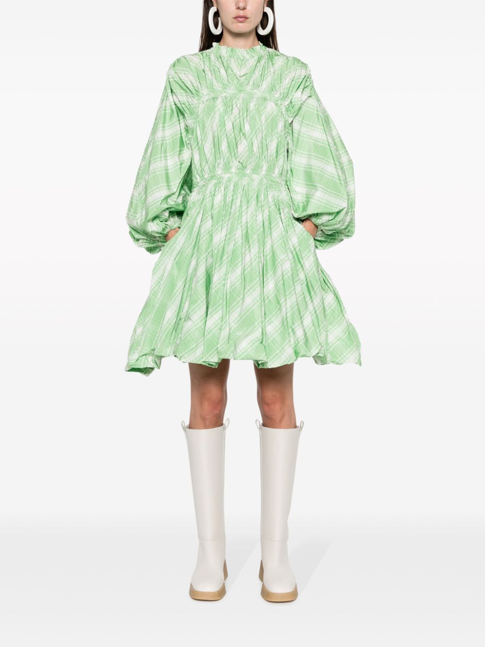 Jil Jil Sander Fashion Plaid Check Pattern Mini Dress - Image 3
