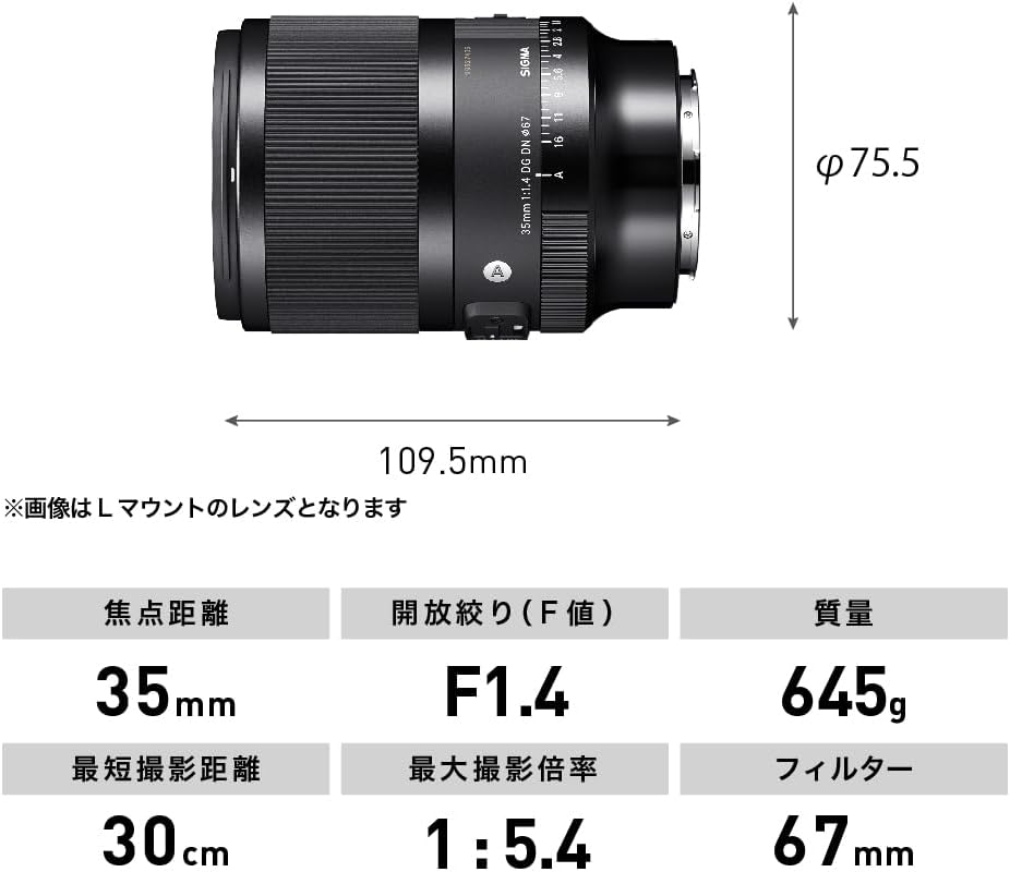 Sigma Sony E-Mount Lens 35mm F1.4 DG DN Single Focus Wide Angle Full Size for Art Mirrorless