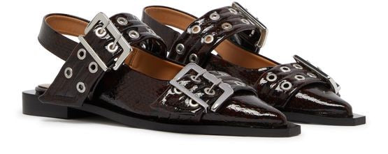 GANNI Snake バックル バレエパンプス - Image 3
