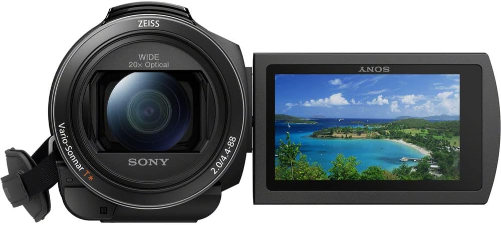 Sony FDR-AX43 UHD 4K ハンディカムカメラ (FDRAX43/B) + 64GB メモリーカード + NP-FV70バッテリー2個 + フィルターキット + 広角レンズ + 望遠レンズ + バッグ + 充電器 + LEDライト - Vloggerバンドル
