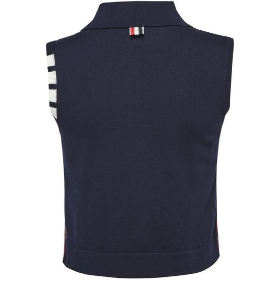 THOM BROWNE 4Bar buttondown sleeveless cropped - Image 3