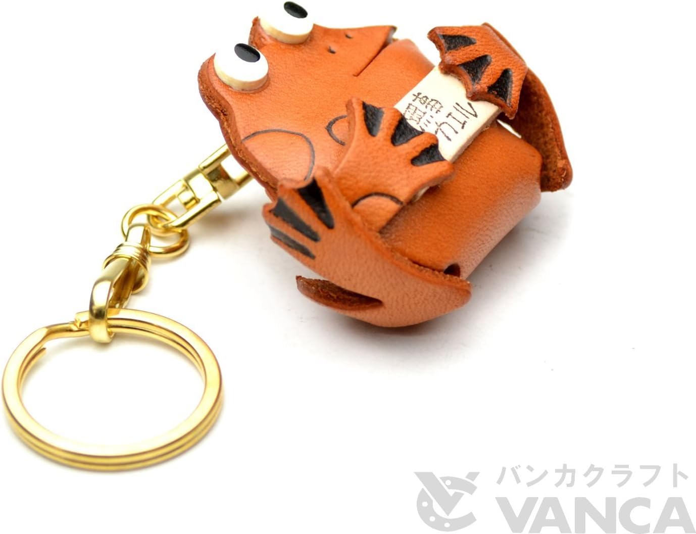ぶじかえる 本革製 キーホルダー バンカクラフト革物語 (日本製 ハンドメイド)