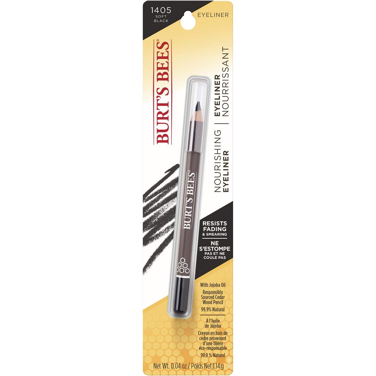 Burt's Bees Delineador de ojos nutritivo, negro suave, 0.04 onzas