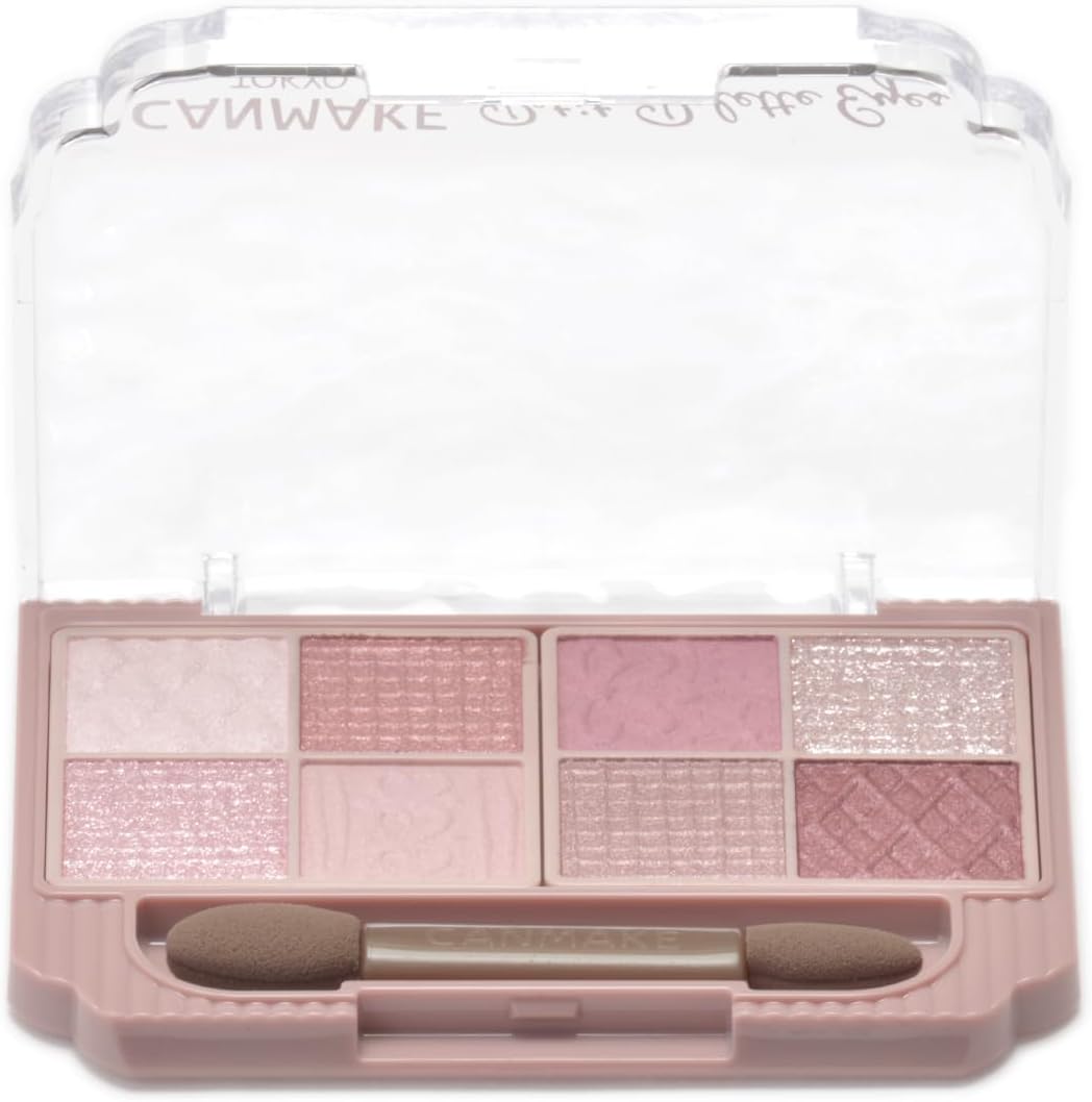 Canmake Petit Palette Eyes 03 Mignonne Ribbon, 0.07 oz (2.0 g), Eye Shadow Palette with Tips, Pink